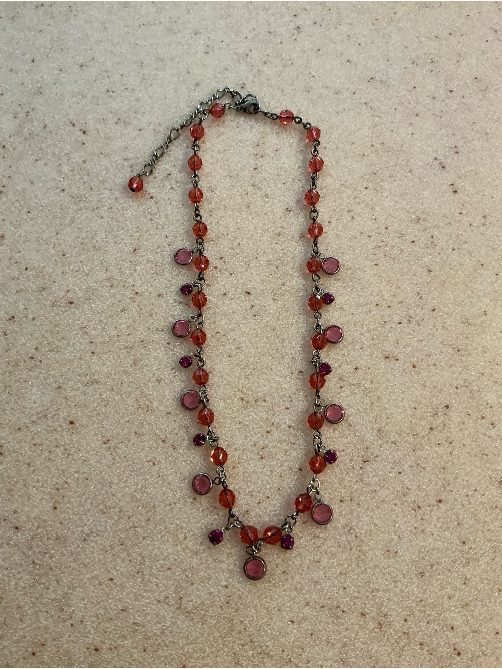 Pink Bead and Crystal Accent Necklace - Women Jewelry